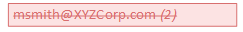 recipient name in red text with a line through it inside a red box